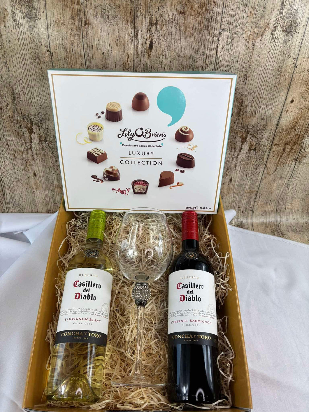 Wine ,Wine Glass& Chocolate Indulgence Pack