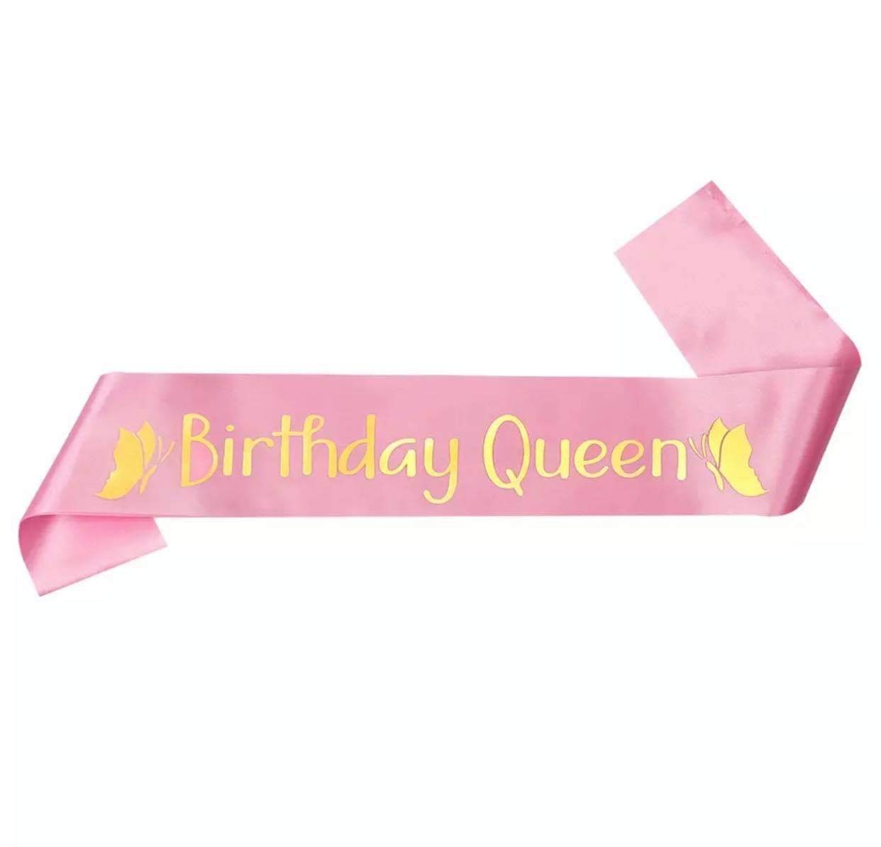 BIRTHDAY QUEEN GLITTER SATIN SASH