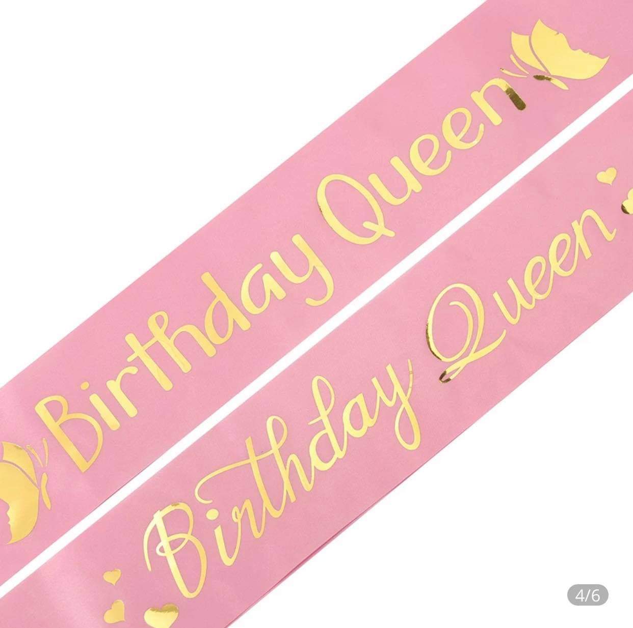 BIRTHDAY QUEEN GLITTER SATIN SASH